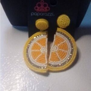 Paparazzi Citrus Slice Beaded Earrings - Yellow and Orange